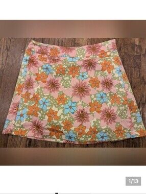 Australian Outline Skort Floral Psychedelic 60s Inspired Skirt With Shorts Sz 6